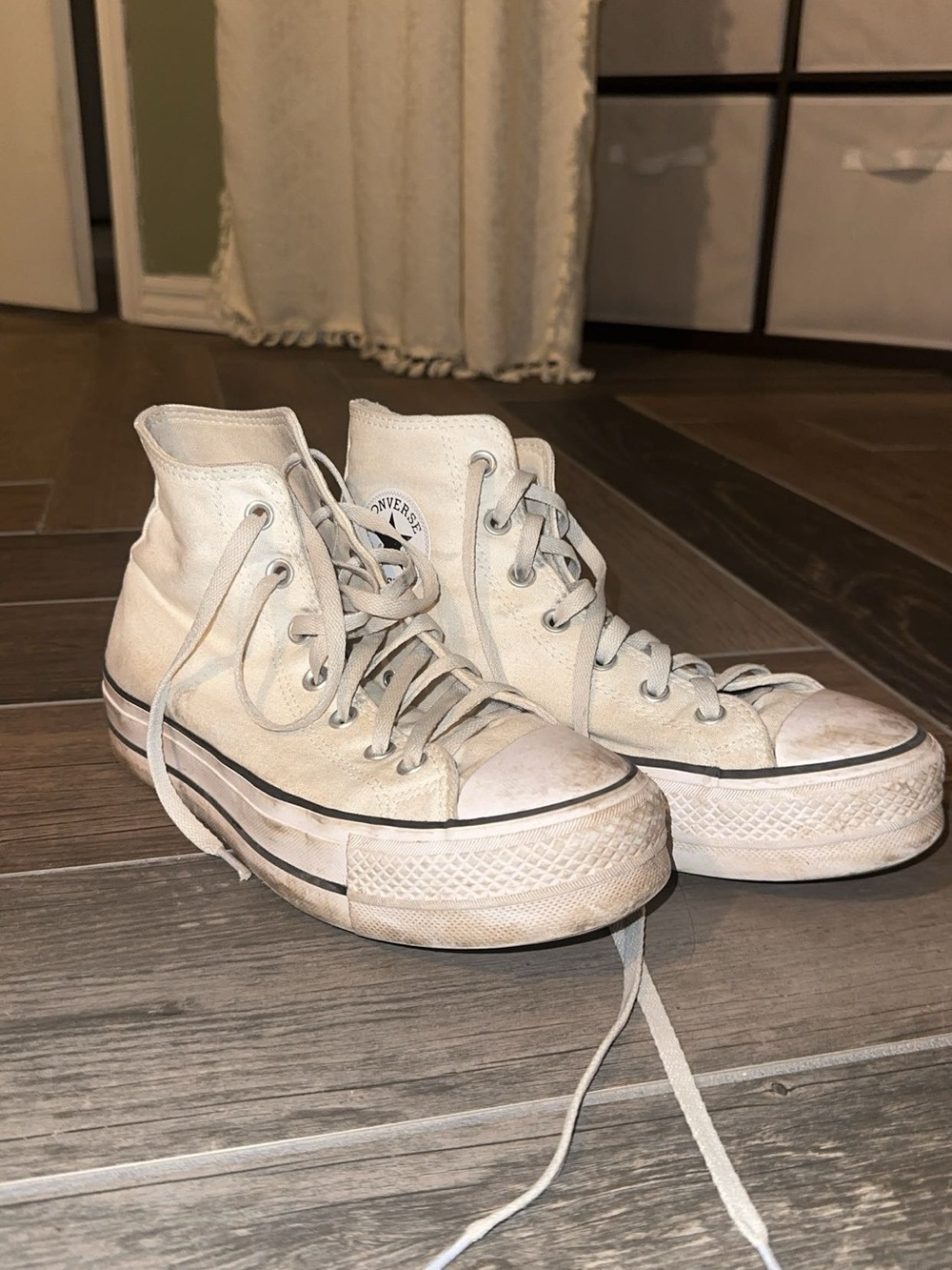 Converse Cream High-Top Platform Sneakers